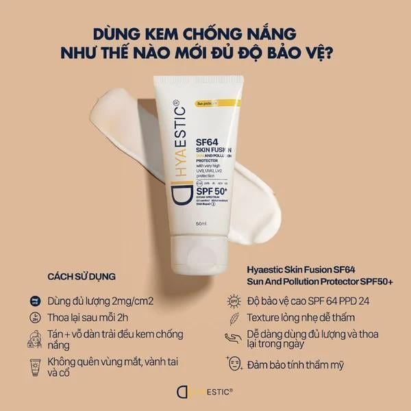 Kem Chống Nắng Hyaestic SF64 Skin Fusion Sun And Pollution Protector Bảo Vệ Da