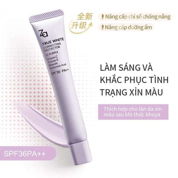 Kem Lót Za Tím SPF36 PA++ – Kháng Nước & Mồ Hôi, Nền Hoàn Hảo Suốt Ngày 35g Màu tím tone da xỉn màu