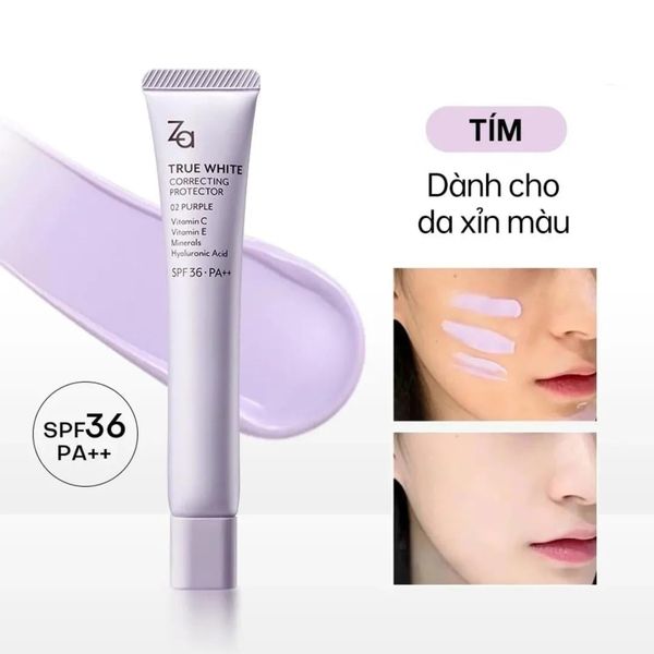 Kem Lót Za Tím SPF36 PA++ – Kháng Nước & Mồ Hôi, Nền Hoàn Hảo Suốt Ngày 35g Màu tím tone da xỉn màu