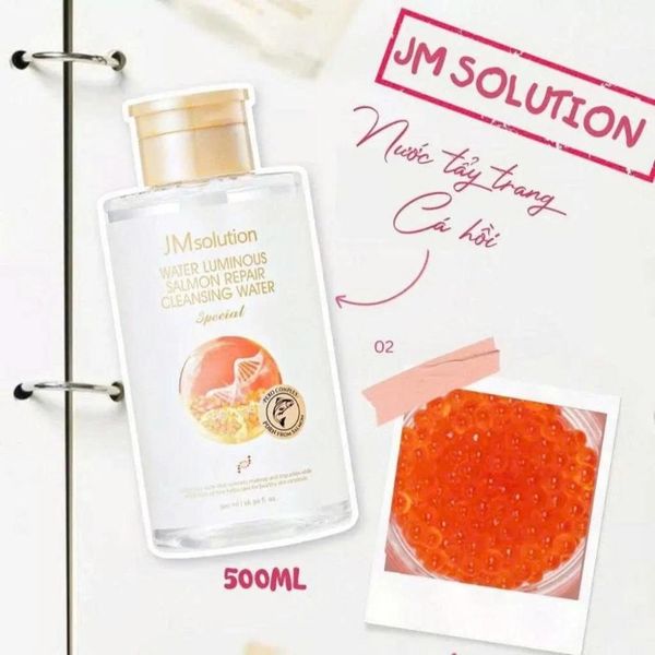 Nước Tẩy trang JM Solution Water Luminous Salmon Repair Cleansing Water Special 500ml