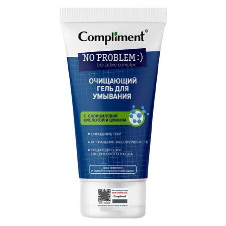 Gel Rửa Mặt Compliment BHA & Zinc Giảm Viêm Ngừa Mụn 200ml No Problem BHA & Zinc Cleansing Gel