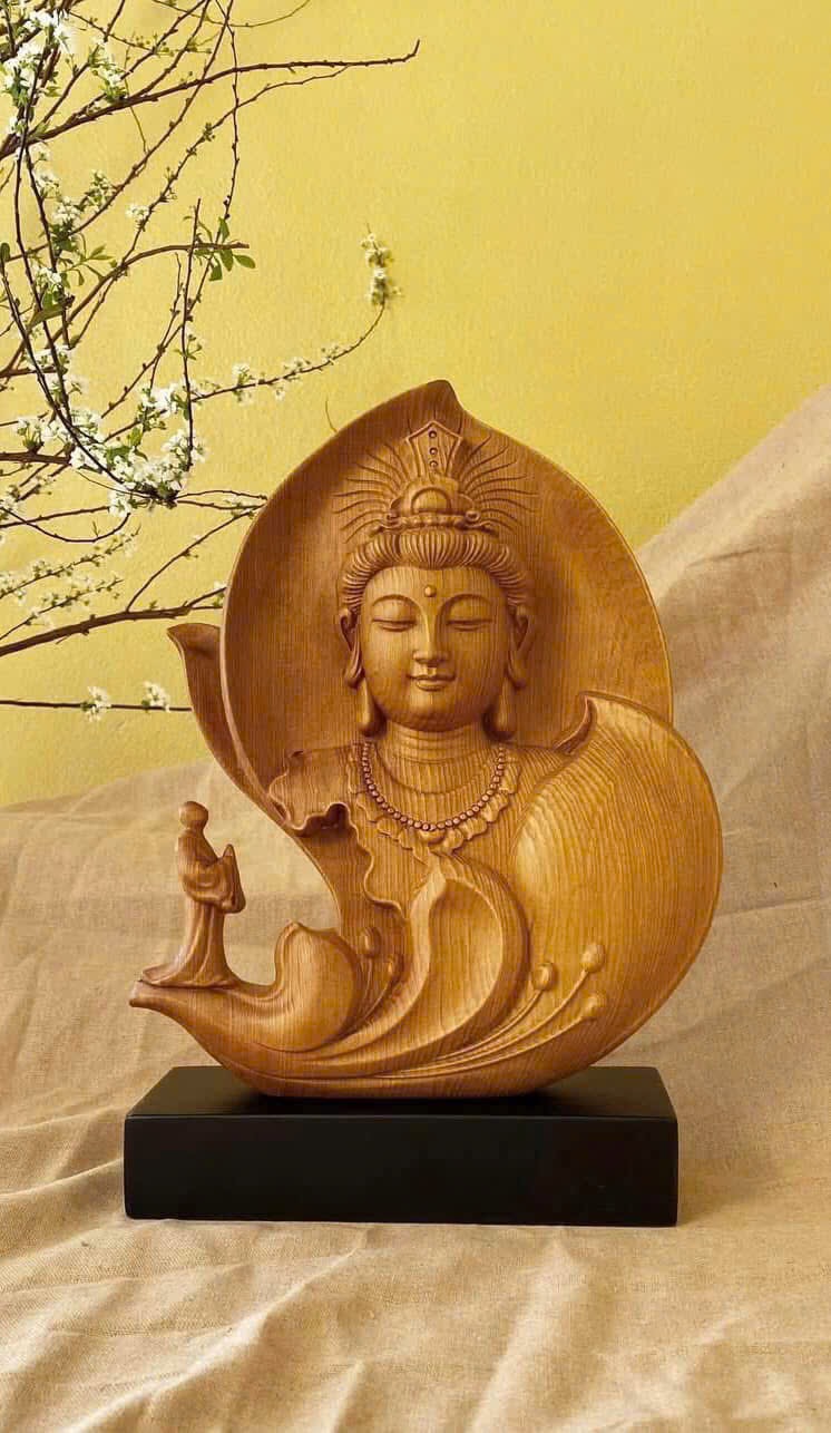 Tượng Nhất Tâm Bái Phật gỗ ngọc am thơm