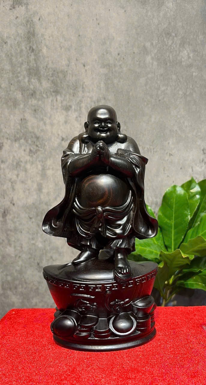 Tượng Di Lặc Chúc Phúc gỗ mun cao 20cm – Gỗ quý trưng bày phong thủy