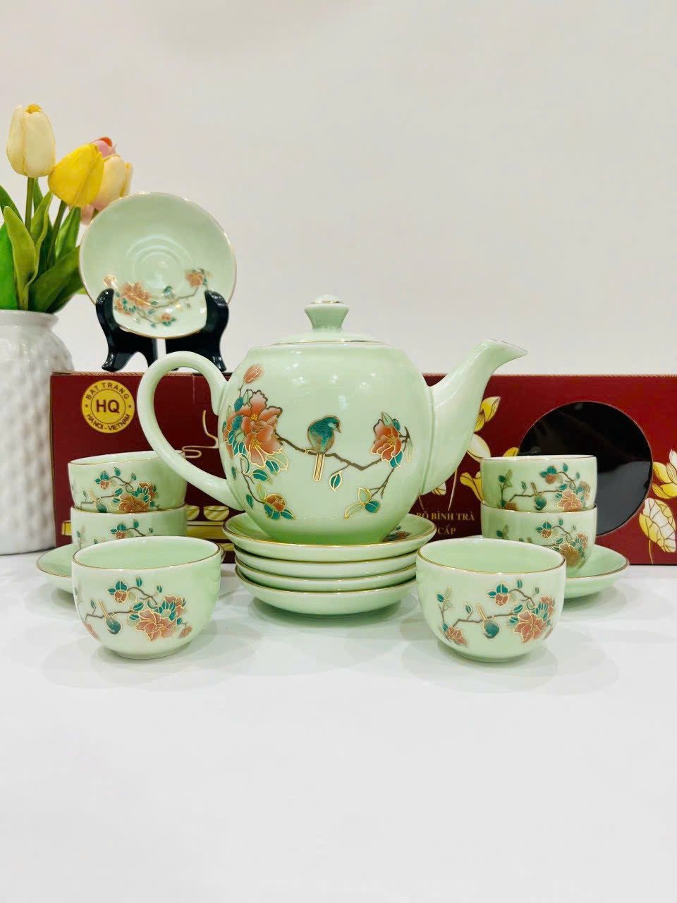 Bộ ấm chén dáng Minh Long 1 dung tích 800ml Bát Tràng