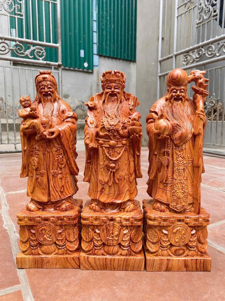 Tượng Tam Đa Phúc Lộc Thọ gỗ hương phong thủy