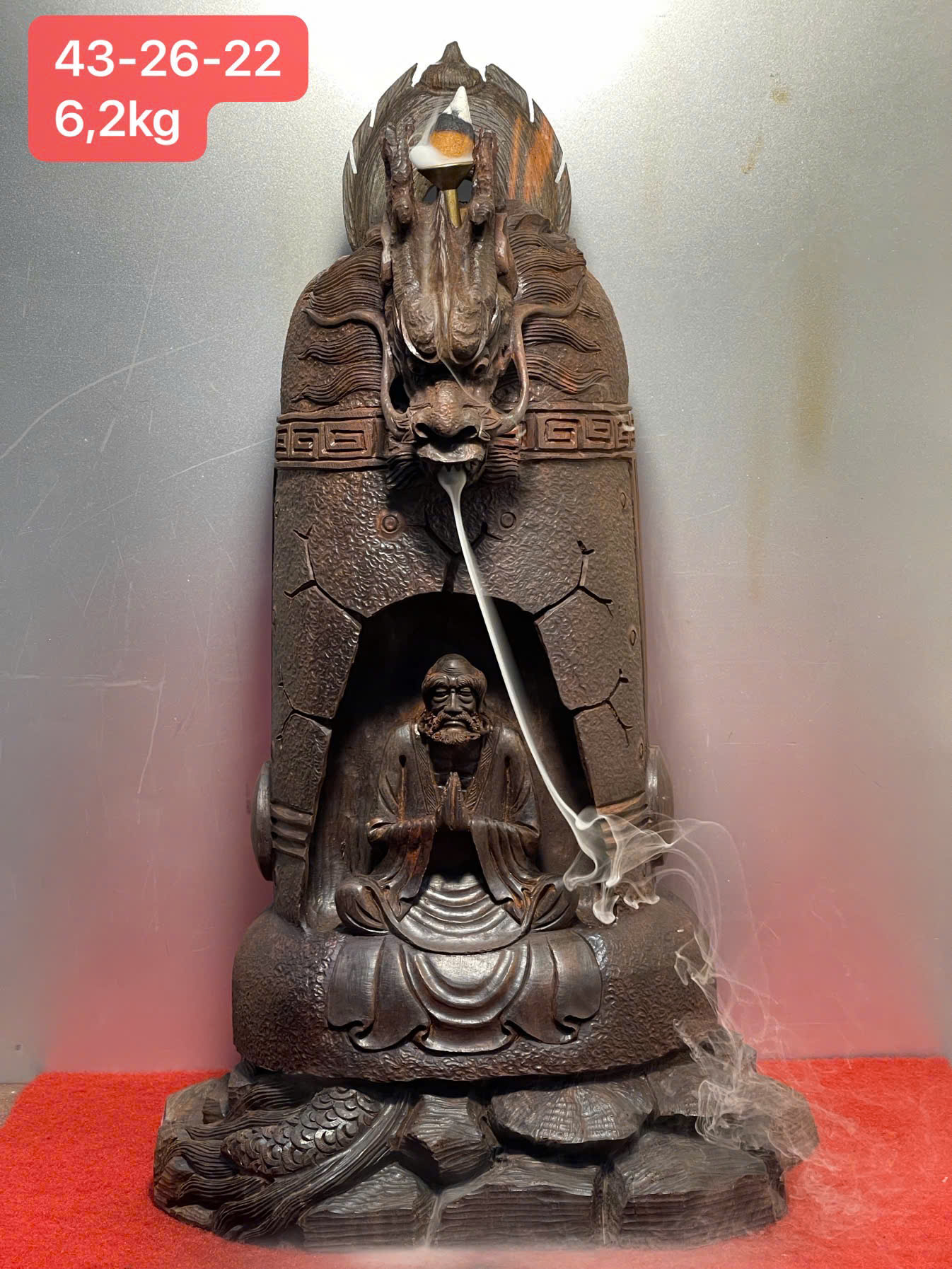 Tác phẩm Đạt Ma "Tiếng Chuông Giác Ngộ" gỗ trắc đen phiên bản 2025