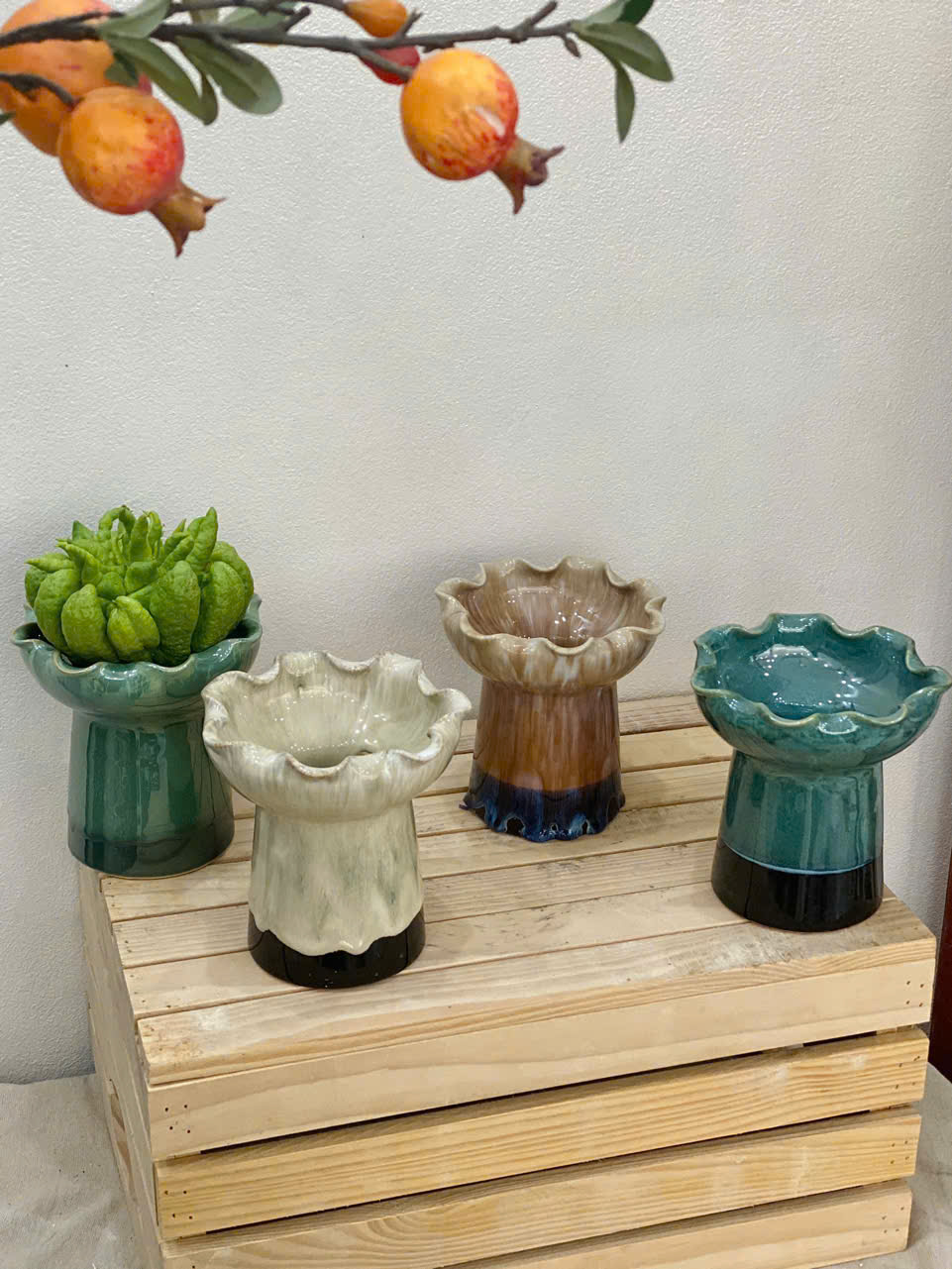 Ly Phật thủ men hoả biến Bát Tràng