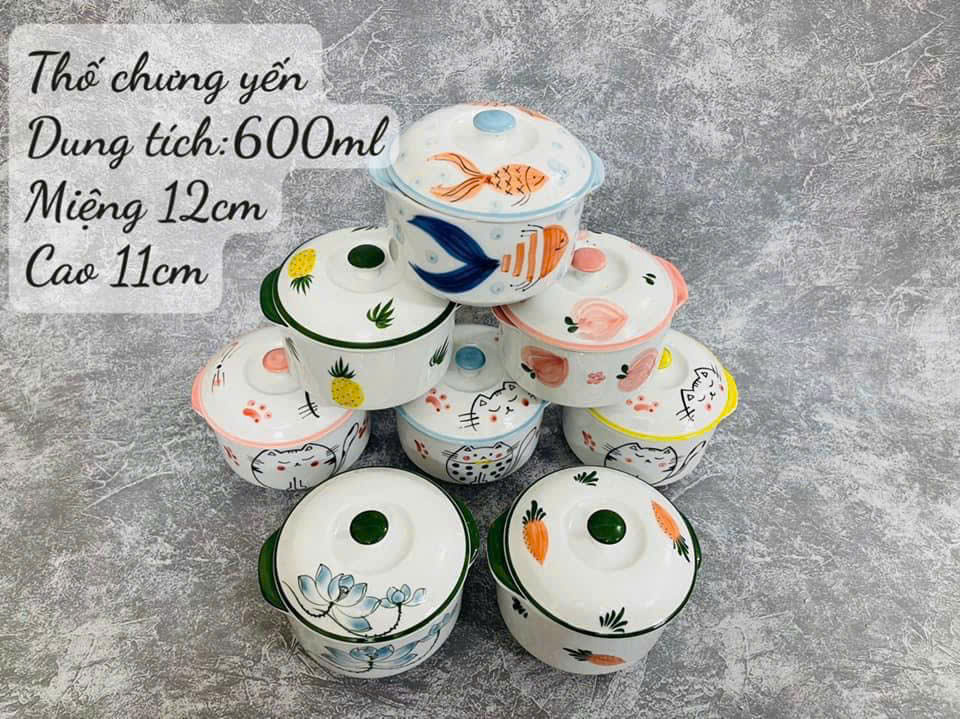 Thố chưng yến Bát Tràng vẽ tay – giữ trọn dưỡng chất, đậm chất gốm Việt