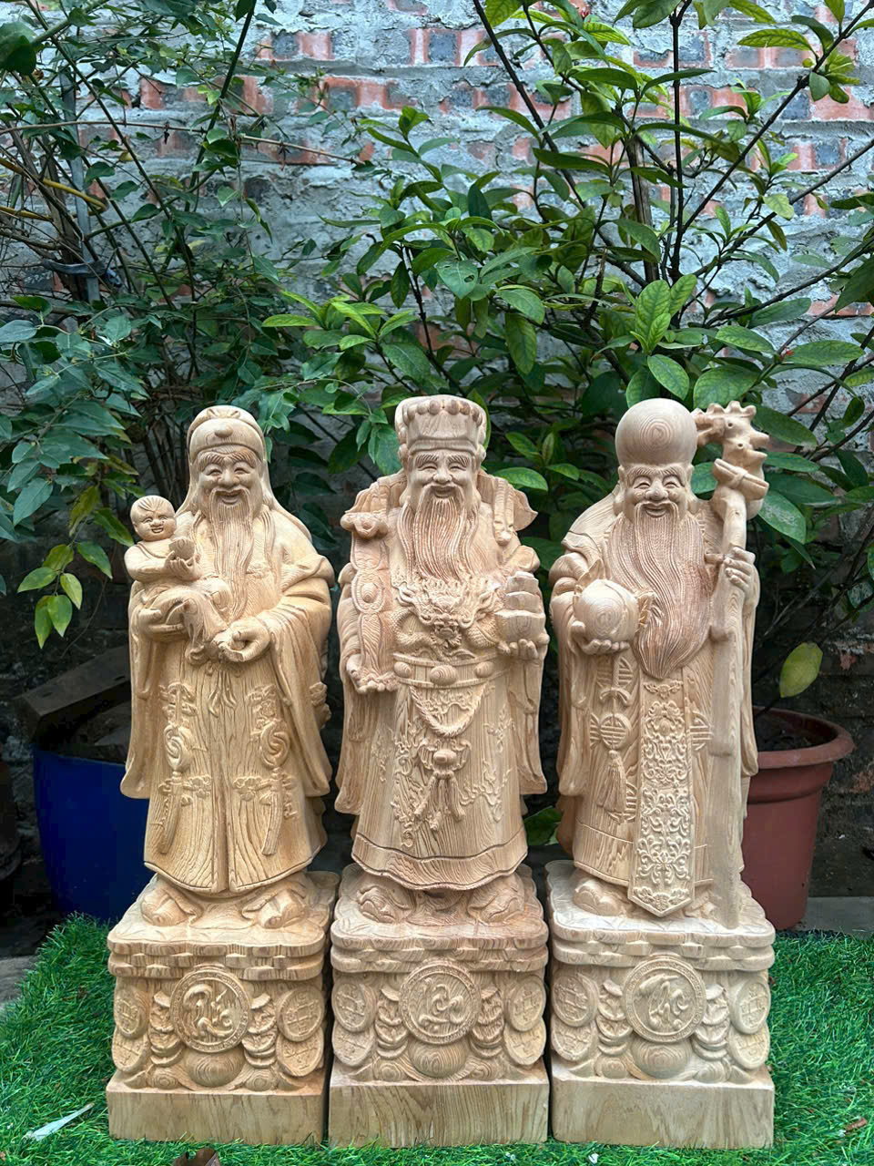 Tượng Tam Đa gỗ Ngọc Am thơm tự nhiên cao 50cm