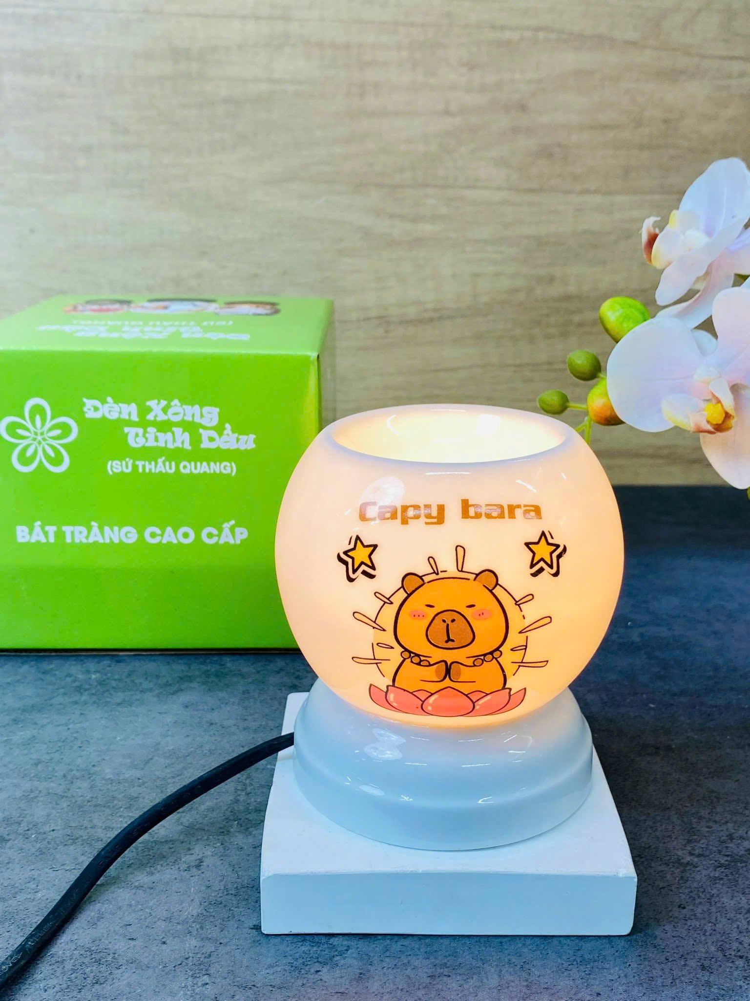 Đèn xông tinh dầu mini ngộ nghĩnh gốm Bát Tràng cao cấp