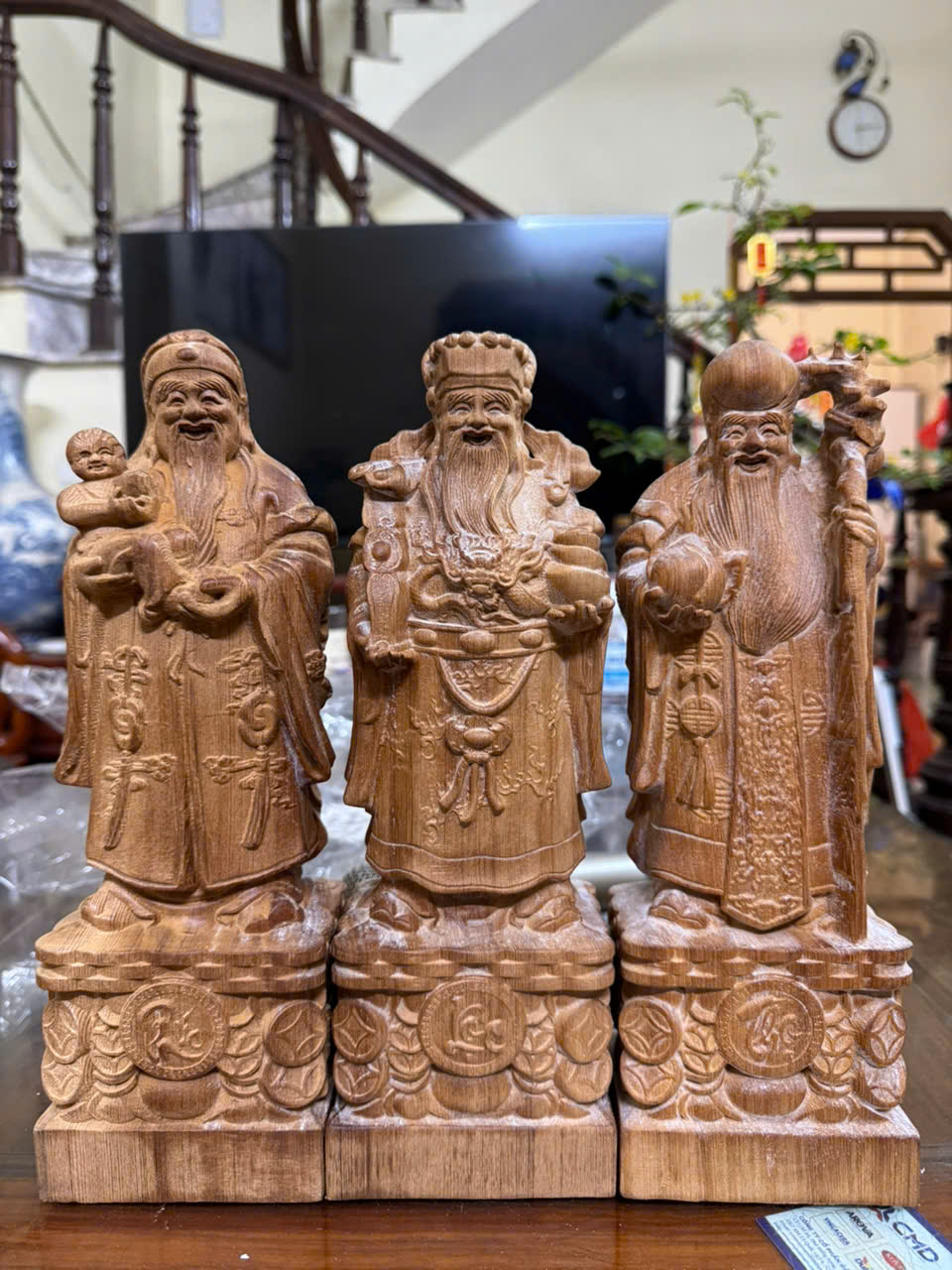 Tượng Tam Đa ngọc am lên tuyết gỗ già loại 1 phong thủy