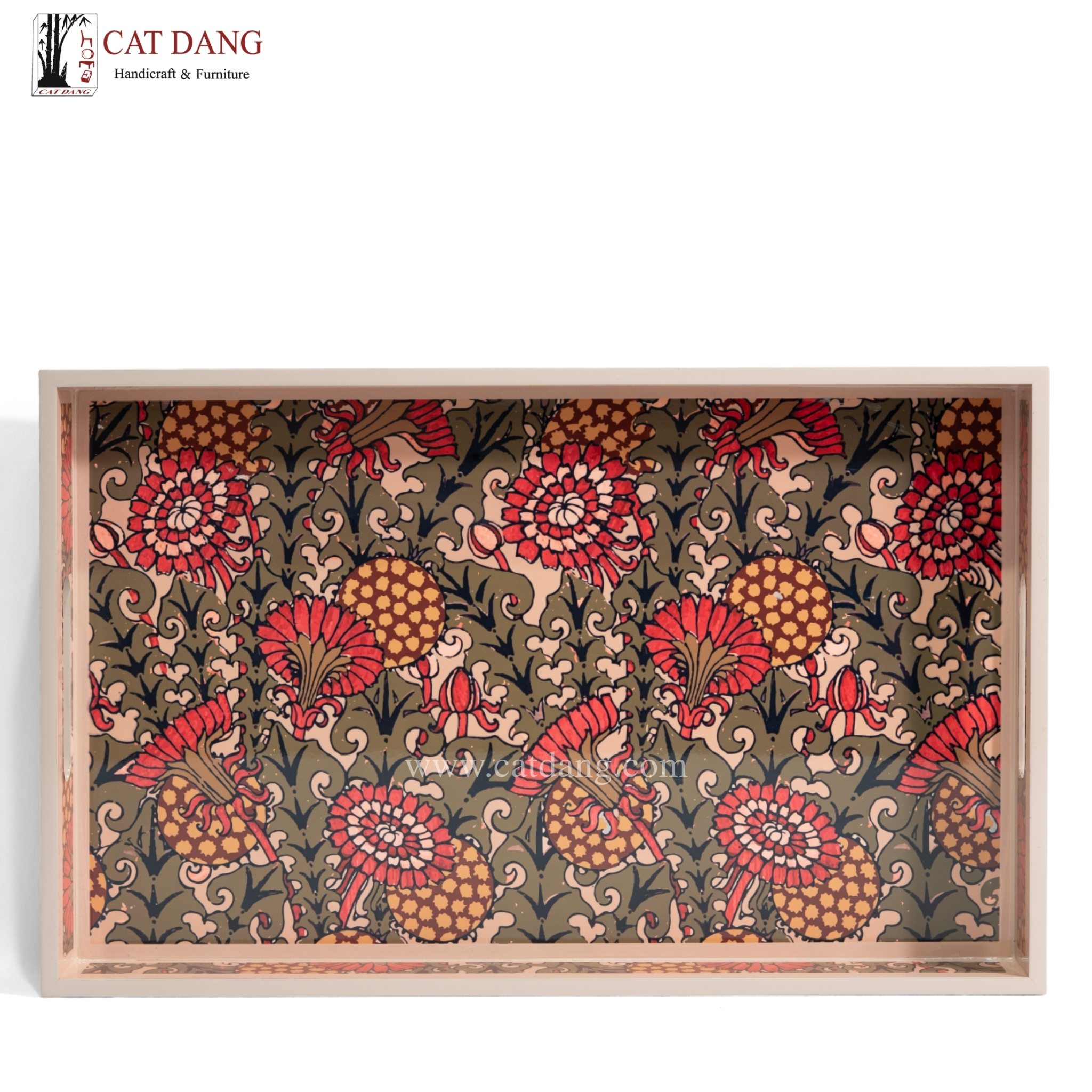Floral Print Rectangular Lacquer Tray – CatDang