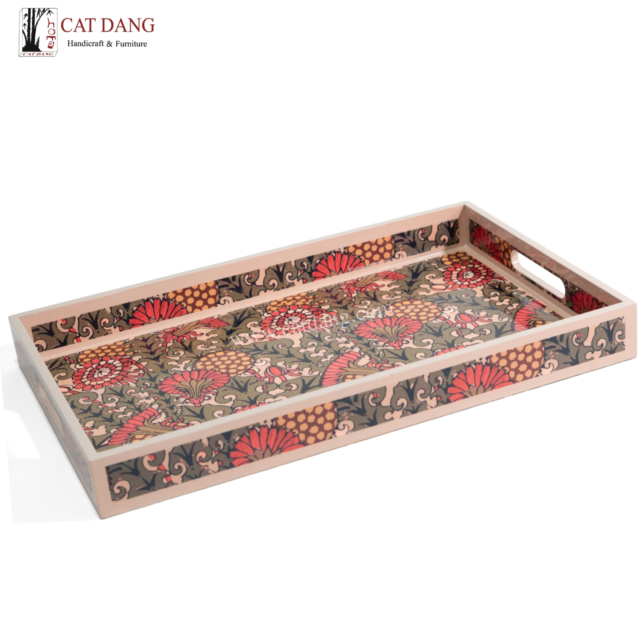 Floral Print Rectangular Lacquer Tray – CatDang