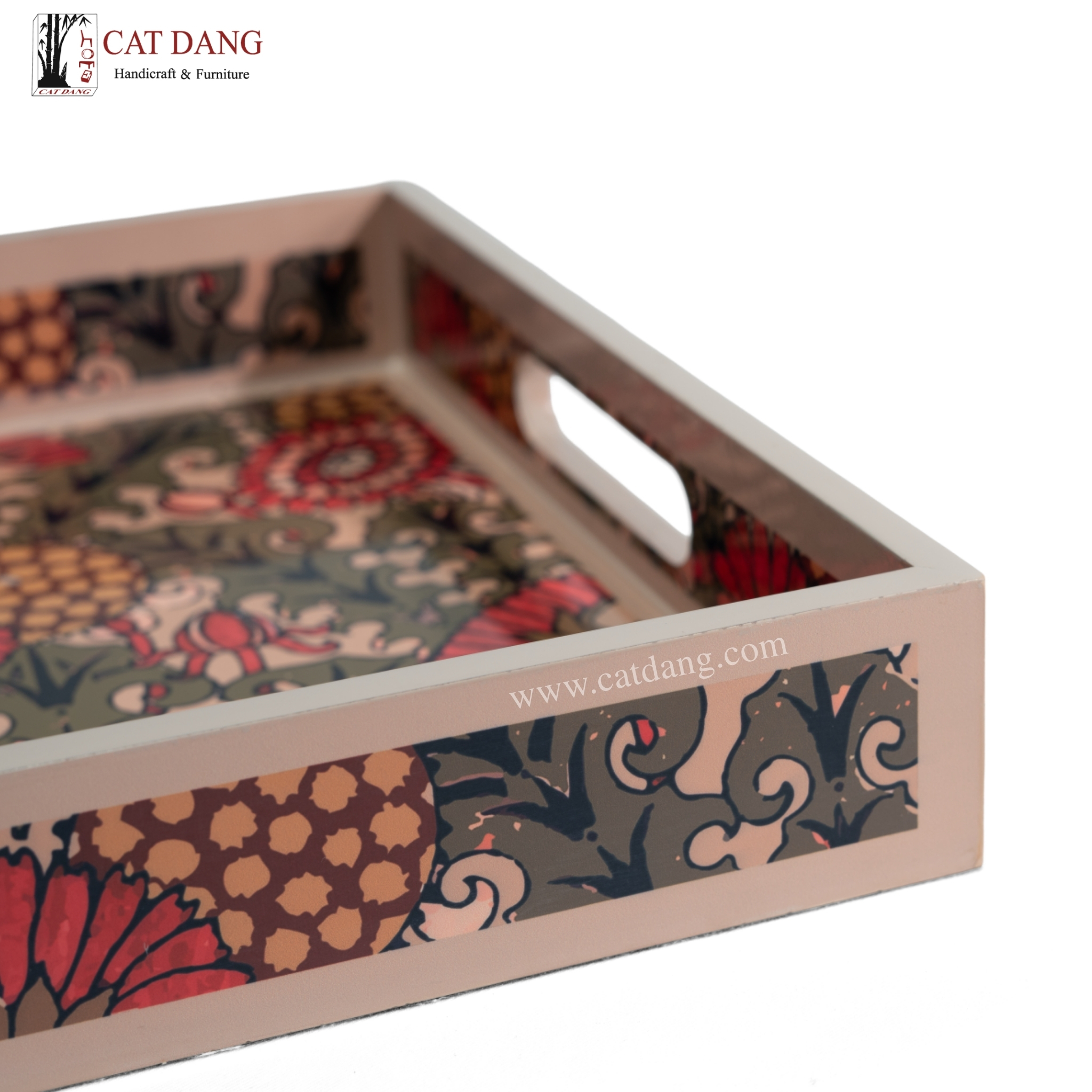 Floral Print Rectangular Lacquer Tray – CatDang