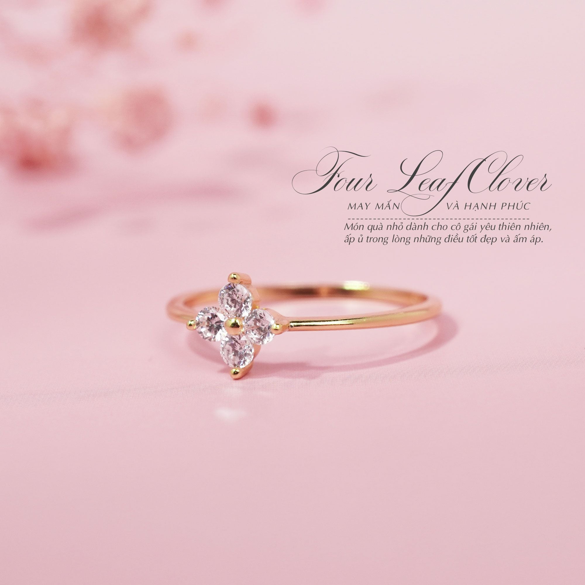 SET Quà Tặng Trang Sức Cao Cấp Cỏ Bốn Lá Đính Đá