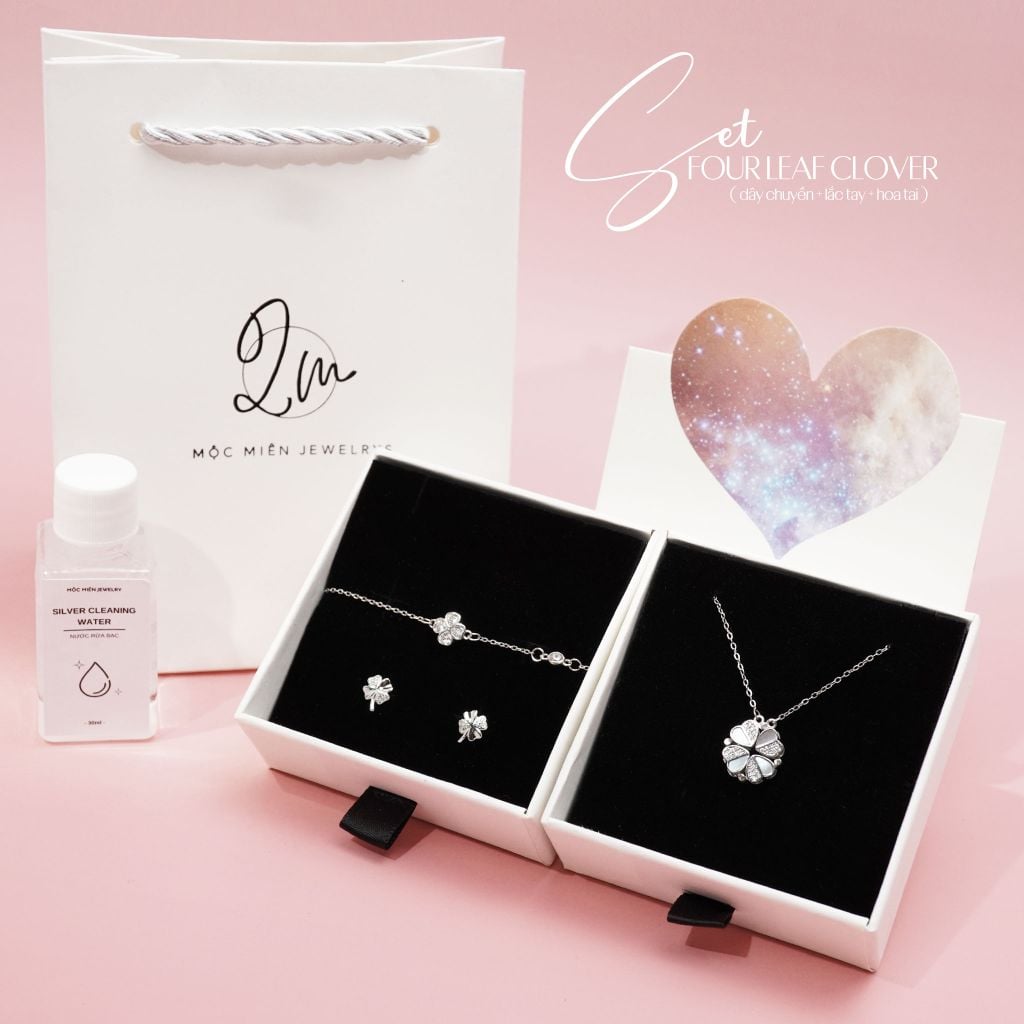 SET Quà Tặng Trang Sức Cao Cấp Cỏ Bốn Lá
