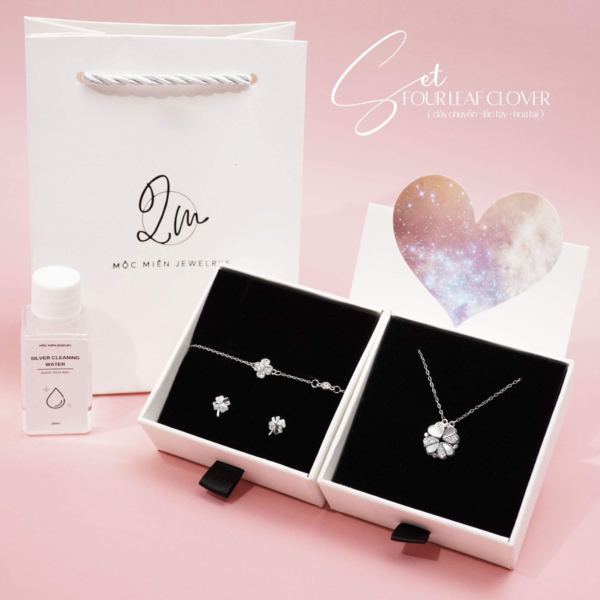 SET Quà Tặng Trang Sức Cao Cấp Cỏ Bốn Lá