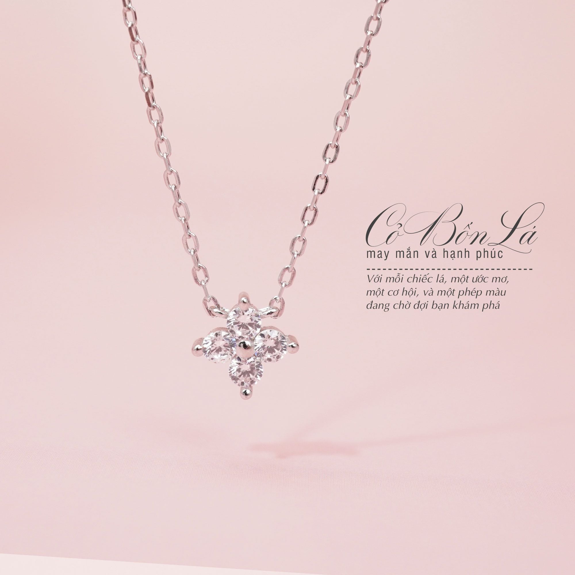 SET Quà Tặng Trang Sức Cao Cấp Cỏ Bốn Lá Đính Đá