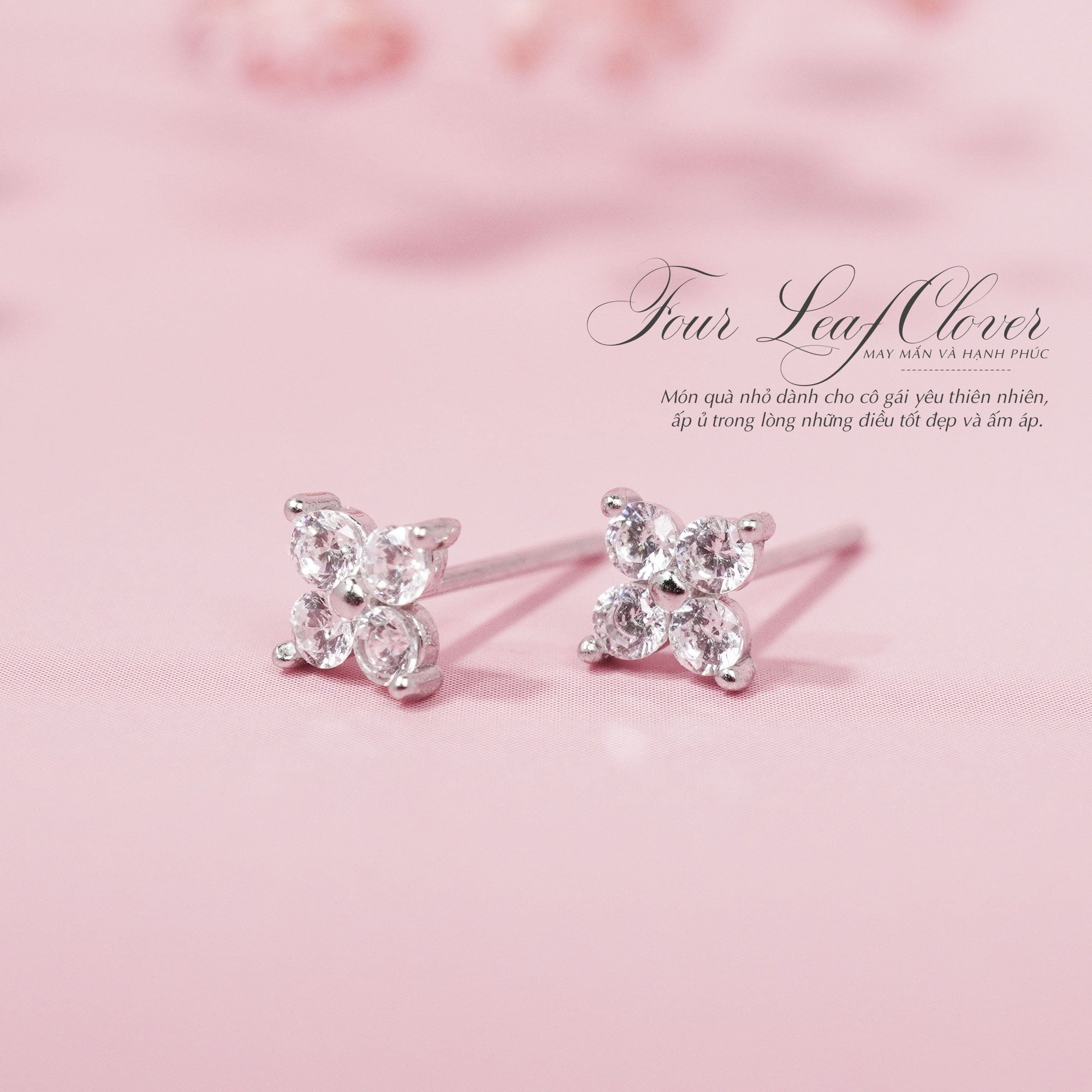 SET Quà Tặng Trang Sức Cao Cấp Cỏ Bốn Lá Đính Đá