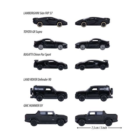 Bộ 5 Đồ Chơi Xe Mô Hình MAJORETTE Black Edition 5 Pieces Giftpack 8502005000 1:64 Diecast - Herbie Toys