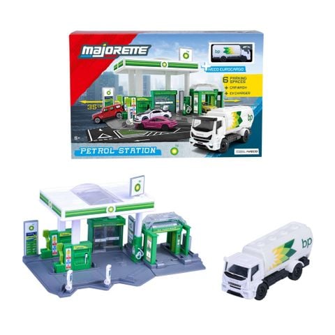 Bộ Đồ Chơi Mô Hình Trạm Xăng MAJORETTE Petrol Station BP + 1 Vehicle 8502006001 1:64 Diecast - Herbie Toys