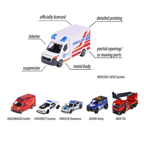 Đồ Chơi Xe Mô Hình MAJORETTE Rescue Premium Cars 1:64 Diecast Model Car 8503000003038 - Herbie Toys