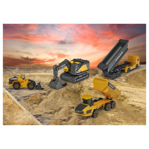 Bộ 4 Đồ Chơi Xe Mô Hình MAJORETTE Volvo Construction 4 Pieces Giftpack 8503105000 1:64 Diecast Model Car - Herbie Toys