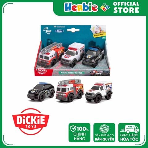 Bộ 3 Đồ Chơi Xe Cứu Hộ DICKIE TOYS Micro Rescue Patrol 203712031 - Herbie Toys