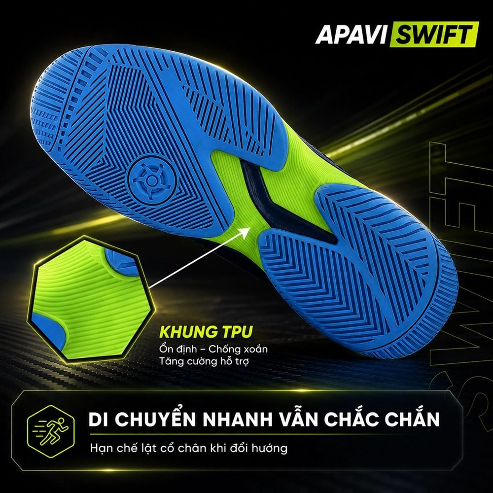 Giày Pickleball APAVI SWIFT – Nhẹ, Bám Sân
