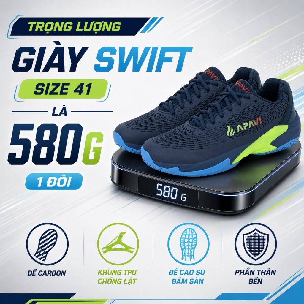 Giày Pickleball APAVI SWIFT – Nhẹ, Bám Sân