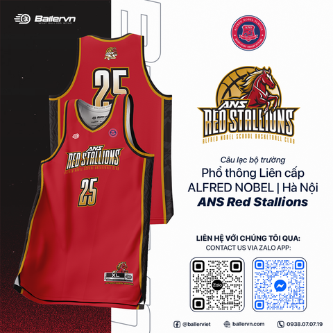 Mẫu Thiết kế Đồng phục CLB Phổ thông Liên cấp Alfred Nobel Hà Nội - ANS Red Stallions