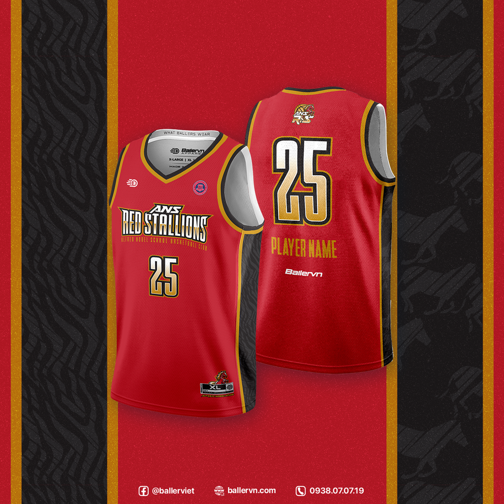 Mẫu Thiết kế Đồng phục CLB Phổ thông Liên cấp Alfred Nobel Hà Nội - ANS Red Stallions