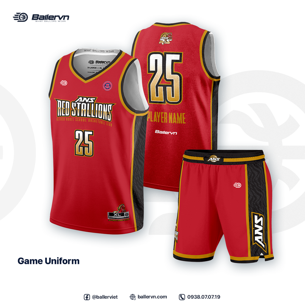 Mẫu Thiết kế Đồng phục CLB Phổ thông Liên cấp Alfred Nobel Hà Nội - ANS Red Stallions