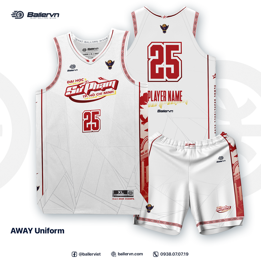 Mẫu Thiết kế Đồng phục CLB Bóng rổ ĐH Sư Phạm TP.HCM 2025 (AWAY)