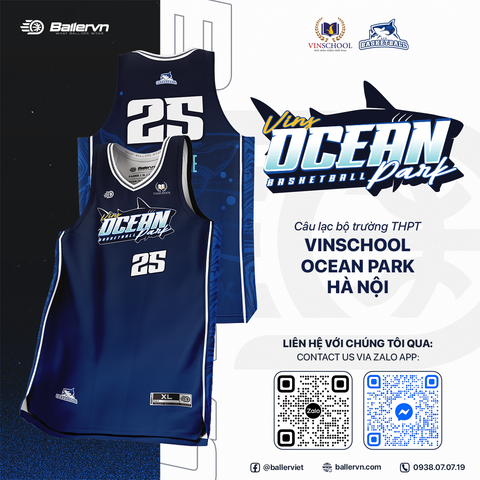 Mẫu Thiết kế Đồng phục CLB Bóng rổ THPT Vinschool Ocean Park Hà Nội