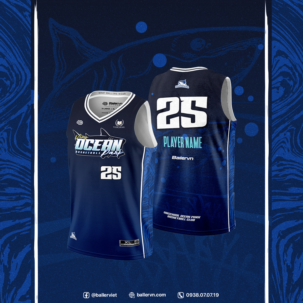 Mẫu Thiết kế Đồng phục CLB Bóng rổ THPT Vinschool Ocean Park Hà Nội