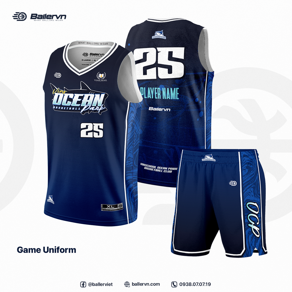 Mẫu Thiết kế Đồng phục CLB Bóng rổ THPT Vinschool Ocean Park Hà Nội