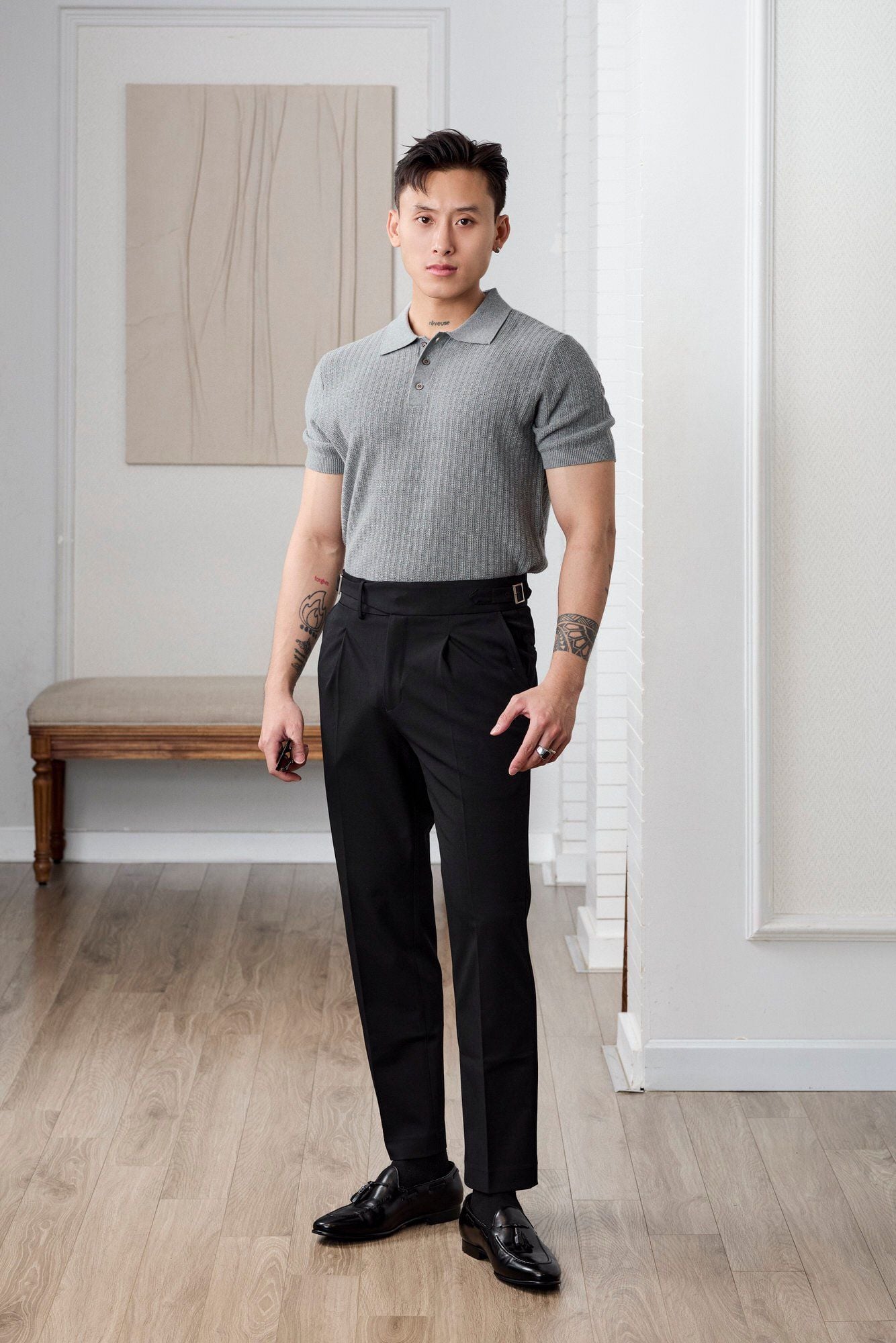 Áo thun có cổ dệt kim