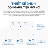  Ổ Cắm Thông Minh TP-Link Tapo P306 9in1 Điều Khiển Bằng Giọng Nói 