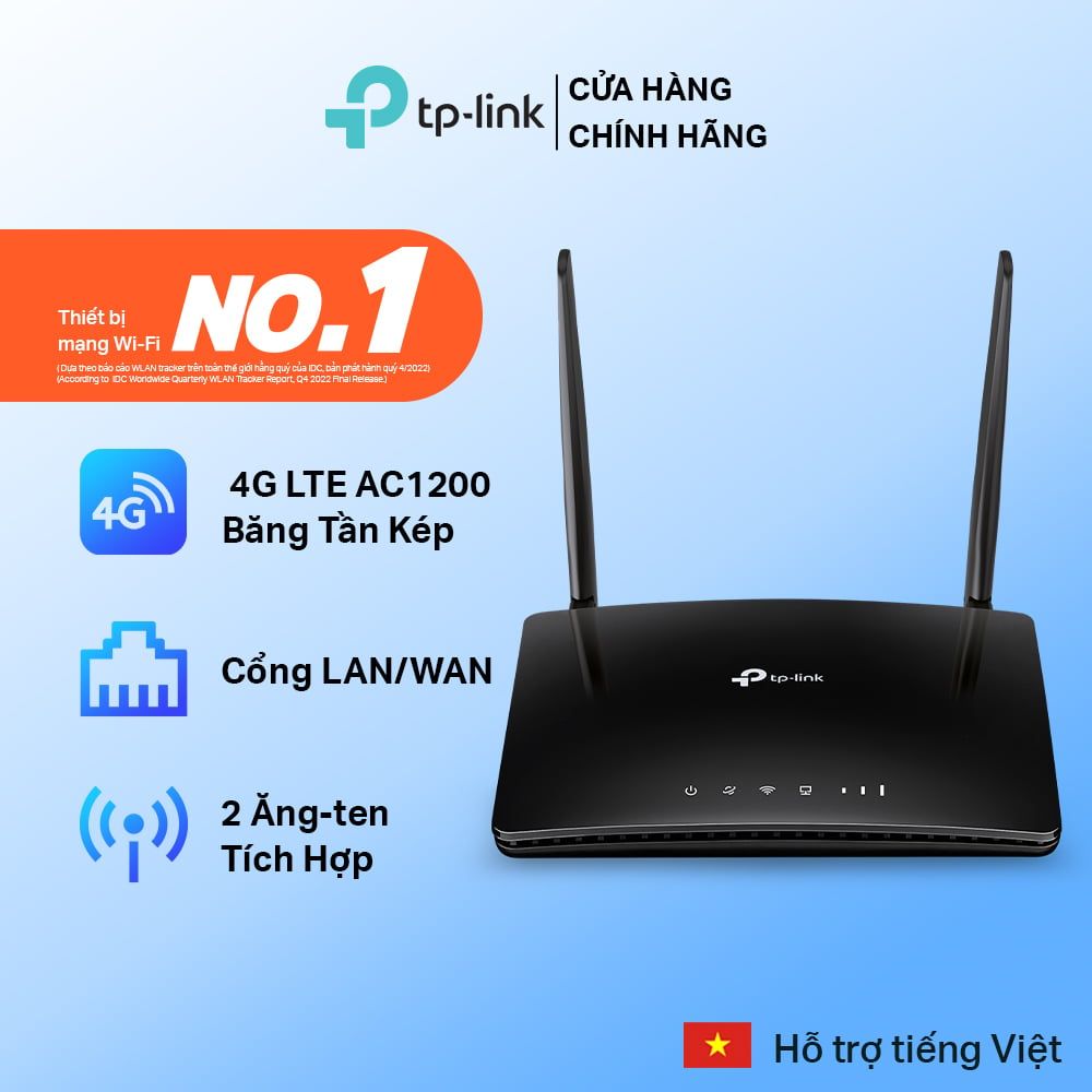  Bộ Phát Wi-Fi Router TP-Link Archer MR402 AC1200 | 4G LTE Băng Tần Kép, Cắm SIM Và Sử Dụng 