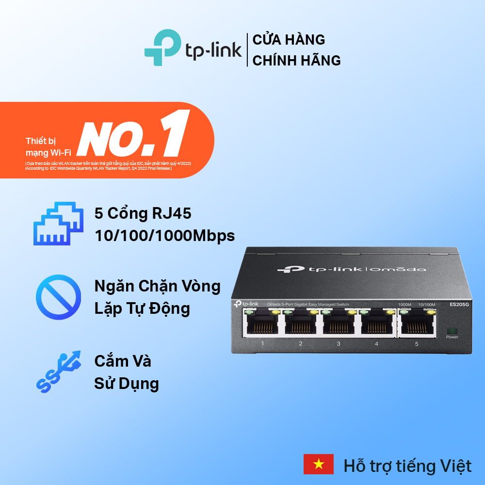  Switch TP-Link ES205G 5 Cổng Gigabit Nhỏ Gọn, Quản Lý Tập Trung 