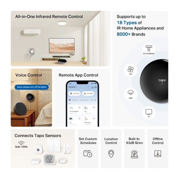  Tapo H110 Hub IR & IoT | Điều Khiển Nhà Thông Minh, Hỗ Trợ Matter, Quản Lý 8.000+ Thiết Bị 