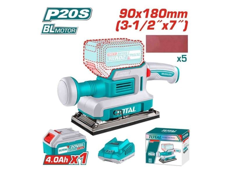  Máy chà nhám dùng pin 20V Total TFSLI20311 (1 Pin 2.0Ah, 1 Sạc) 