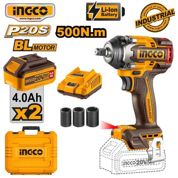  Máy siết bu lông dùng pin 20V-500Nm INGCO CIWLI2050 