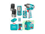  Combo máy vặn vít TIRLI16171 và Máy cân mục laser xanh TLL301200, Máy đo khoảng cách tia laser TMT51036 Total TOSLI250886 