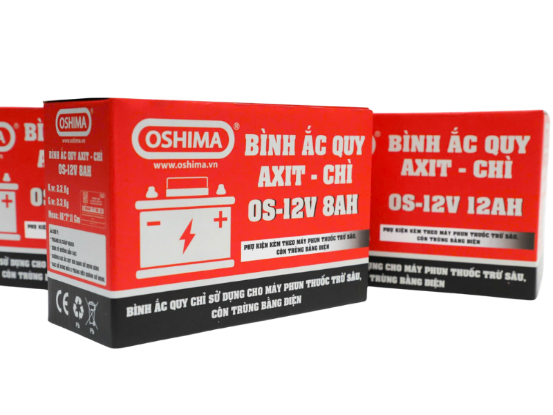  Ắc Quy Oshima 12V 8Ah Dùng Cho Bình Xịt Điện 