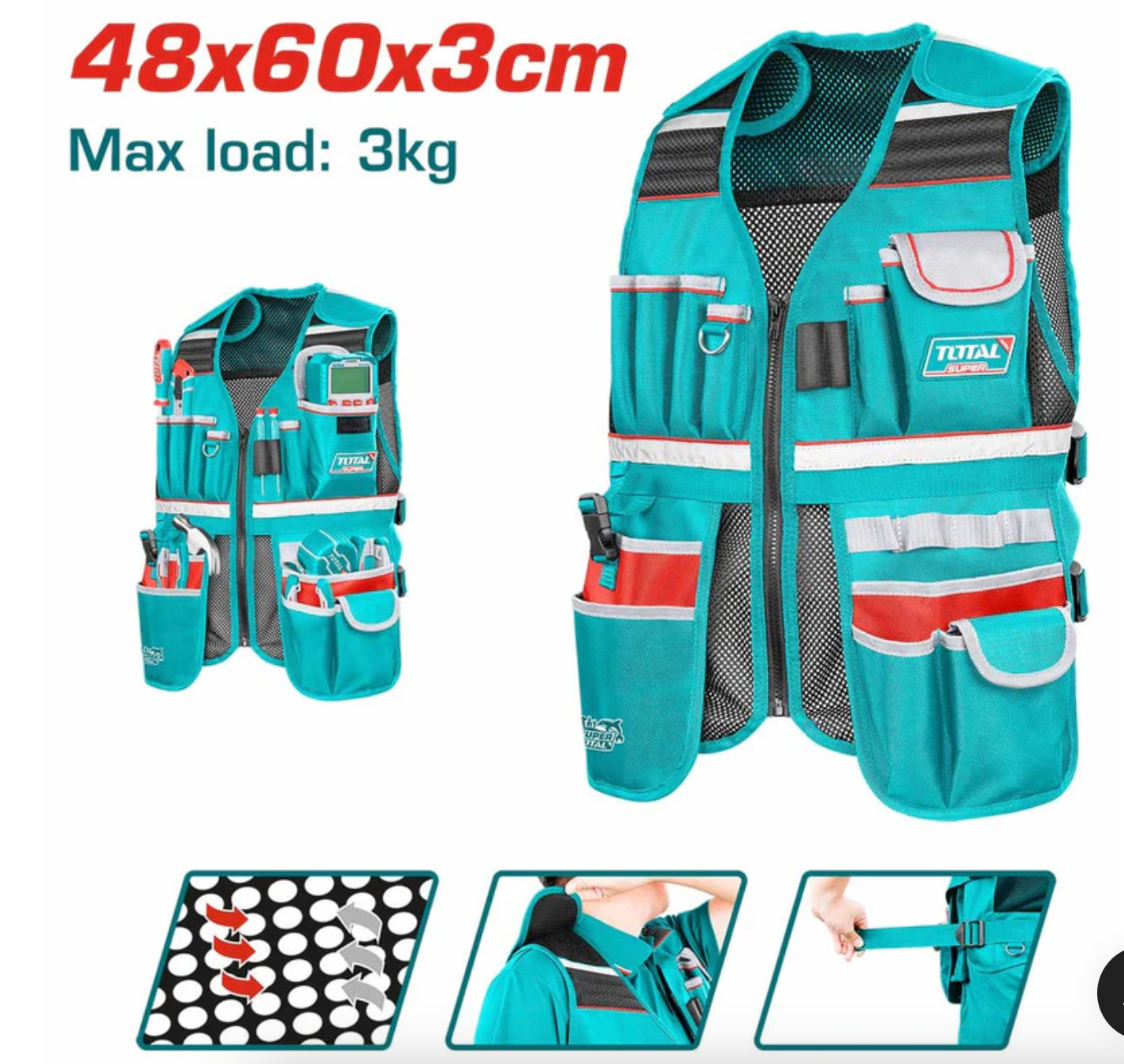  Áo gile đựng công cụ Total TTVT16025 