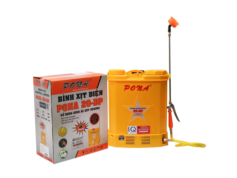  Bình Xịt Điện Pona 20DP 20 Lít 2 Bơm 12V12Ah 