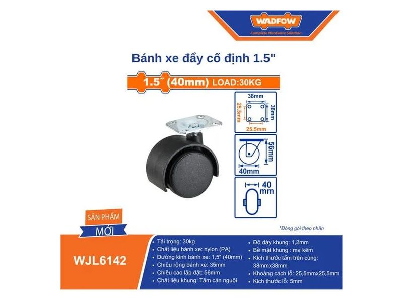  Bánh Xe Đẩy Cố Định 1.5