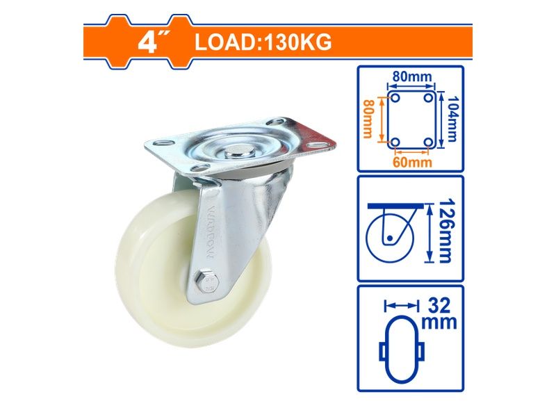 Bánh Xe Đẩy Nhựa PP Xoay 4